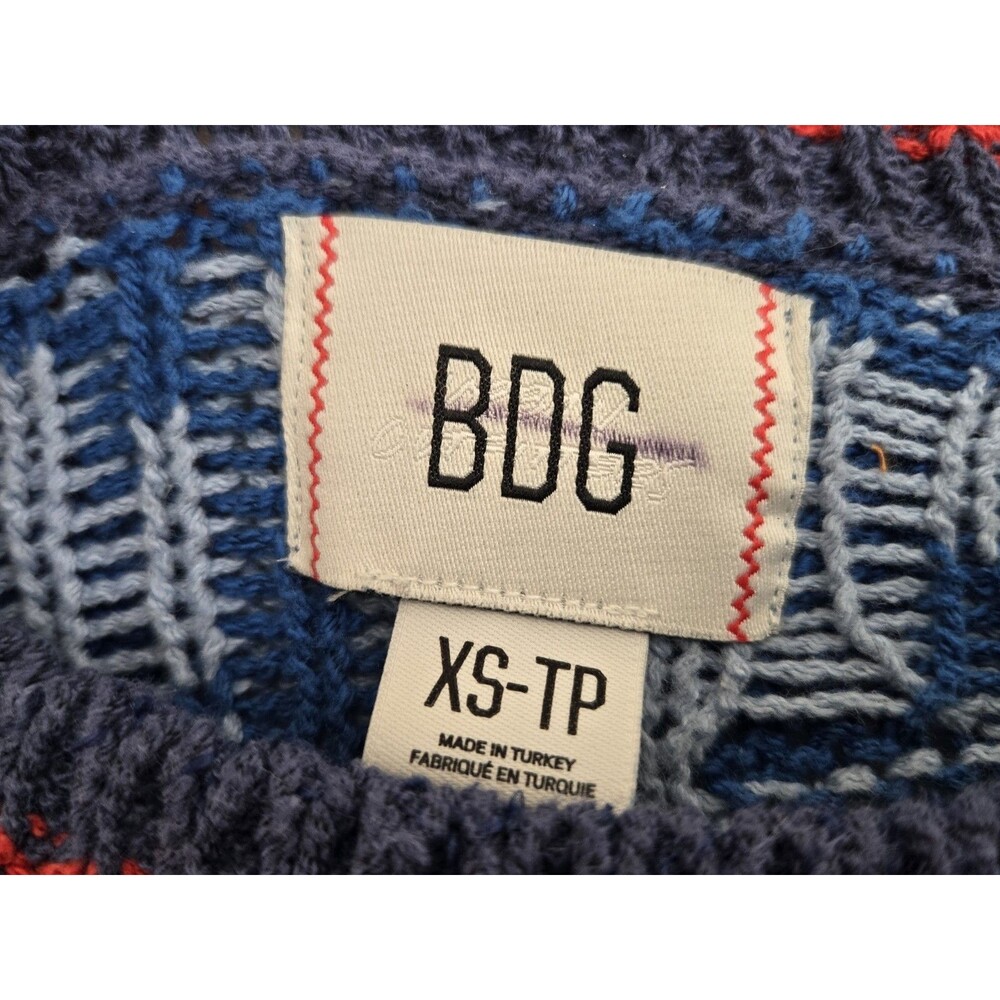 Urban Outfitters BDG Sweater Womens XS‎ Marlon Blue Fringe Western Boho Indie - Picture 4 of 9